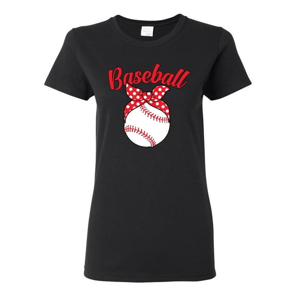 Wild Bobby, Cute Baseball Mom Ribbon Gift, Mother's Day, Women Graphic T-Shirt, Black, Small