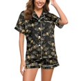 thumbnail image 2 of WTOBBY Women's Casual Halloween Pajama Set Loose Fit Short Sleeve Top with Elastic Waist Shorts Printed Two-Piece Sleepwear Home Lounge Wear Outfit,Dark Green L, 2 of 6