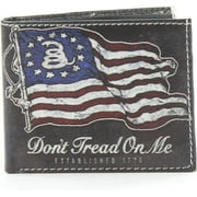 Li Men's Rugged U.S.A. Flag Print Vegan Vegetable Leather Bi-Fold Wallet With Matching Gift Box (American Flag) (Don't Tread Flag)