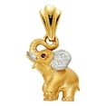 thumbnail image 2 of Wellingsale 14K Two 2 Tone White and Yellow Gold Polished Elephant Wildlife Charm Pendant with CZ Accents, 2 of 4