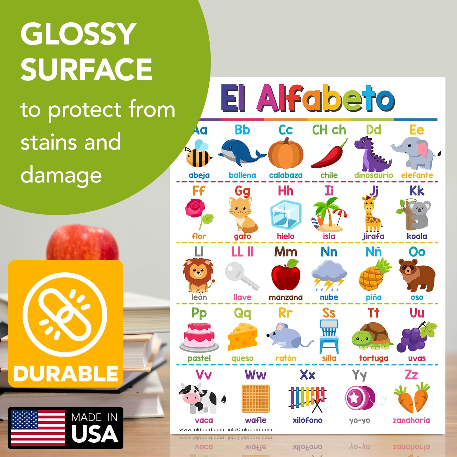 El Alfabeto Spanish Educational Posters for Kids – Alphabet Bilingual Classroom and Homeschool Learning Visual Aid and Chart Decorations for Classrooms | Durable, Glossy Cardstock | 8.5" x 11"
