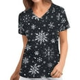 thumbnail image 1 of Pntutb Navidad Moda Mujer Cuello en V Casual Manga corta Impreso Bolsillos Señoras tops Blusa Pntutb Pntutb-5072, 1 of 6