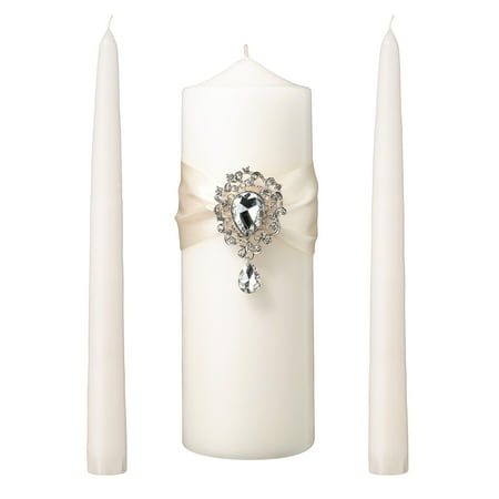 Claddagh Unity Candle Set - Lillian Rose Jeweled Ivory Candle Unity Wedding Ceremony Set