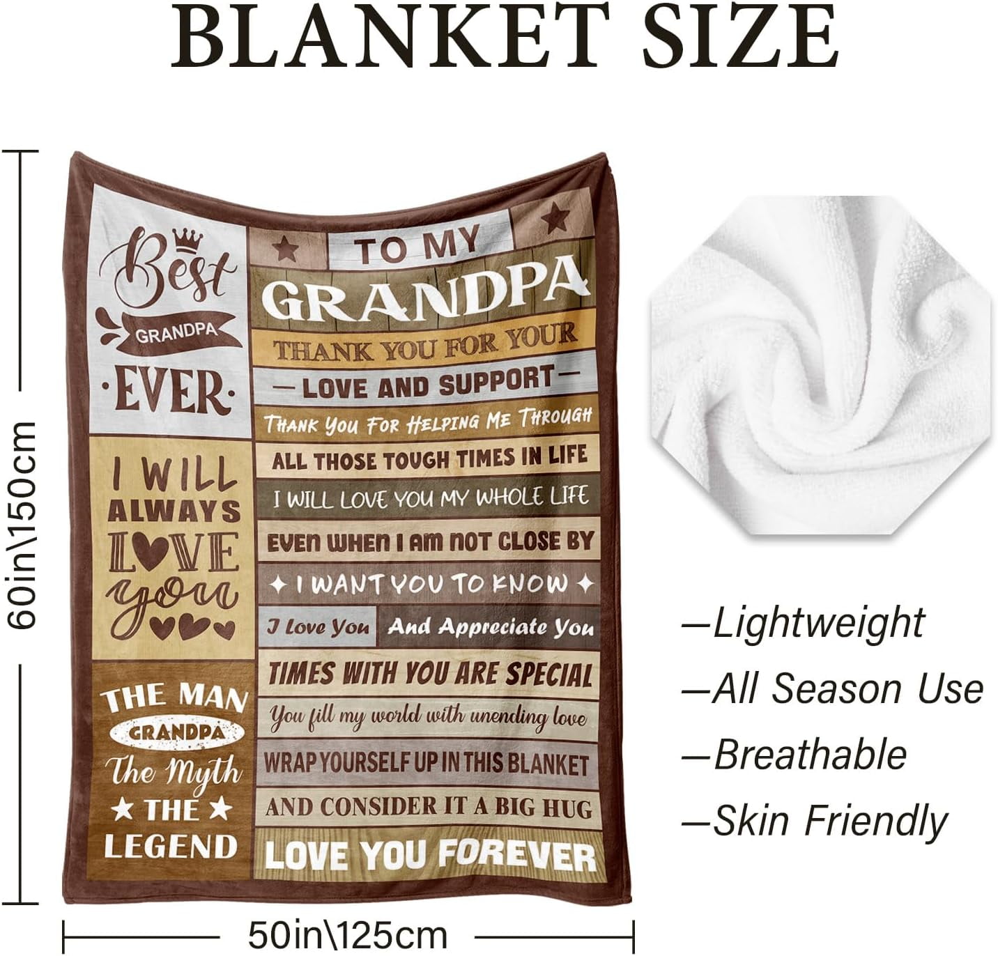 Grandpa Gifts - Birthday Gifts for Grandpa - Best Grandfather Gift from Grandkids Granddaughter Grandson - Great Grandfather Ideas - Throw Blanket