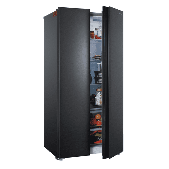 iceBlue 15.6 Cu. Ft. Black Stainless Steel Side-by-Side Refrigerator - Independent Left Freezer & Right Fridge Temperature Control