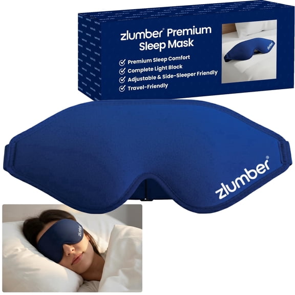 Zlumber Premium Eye Sleep Mask for Men & Women - 100% Blackout 3D Contoured Night Eye Mask for Sleeping, Travel Eye Mask & Side Sleeper Mask, Zero Eye Pressure, Adjustable