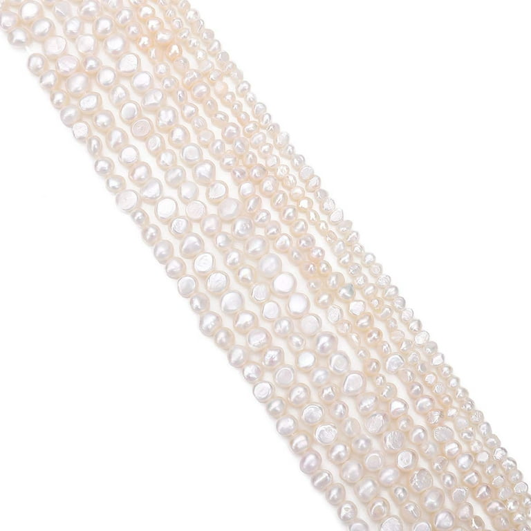 BEADIA Natural Pearl Beads 9-10mm White Freshwater Cultured Loose Gemstone  Beads for DIY Jewelry Making 13.8''/Strand 