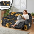 thumbnail image 3 of Xoenoiee Black Leopard Sunflower Print Recliner Cover, 8-Pieces Stretch Reclining Couch Covers with Pockets Reclining Sofa Slipcovers 3 Seater Soft Washable Furniture Protector for Dogs Cats, 3 of 7