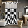 thumbnail image 2 of No Hook Shower Curtain with Snap in Liner, Classic Black White Plaid Waterproof Fabric Bathroom Curtain Mesh Top Window, Chess Board Theme Background Shower Curtains 36x72in, 2 of 9