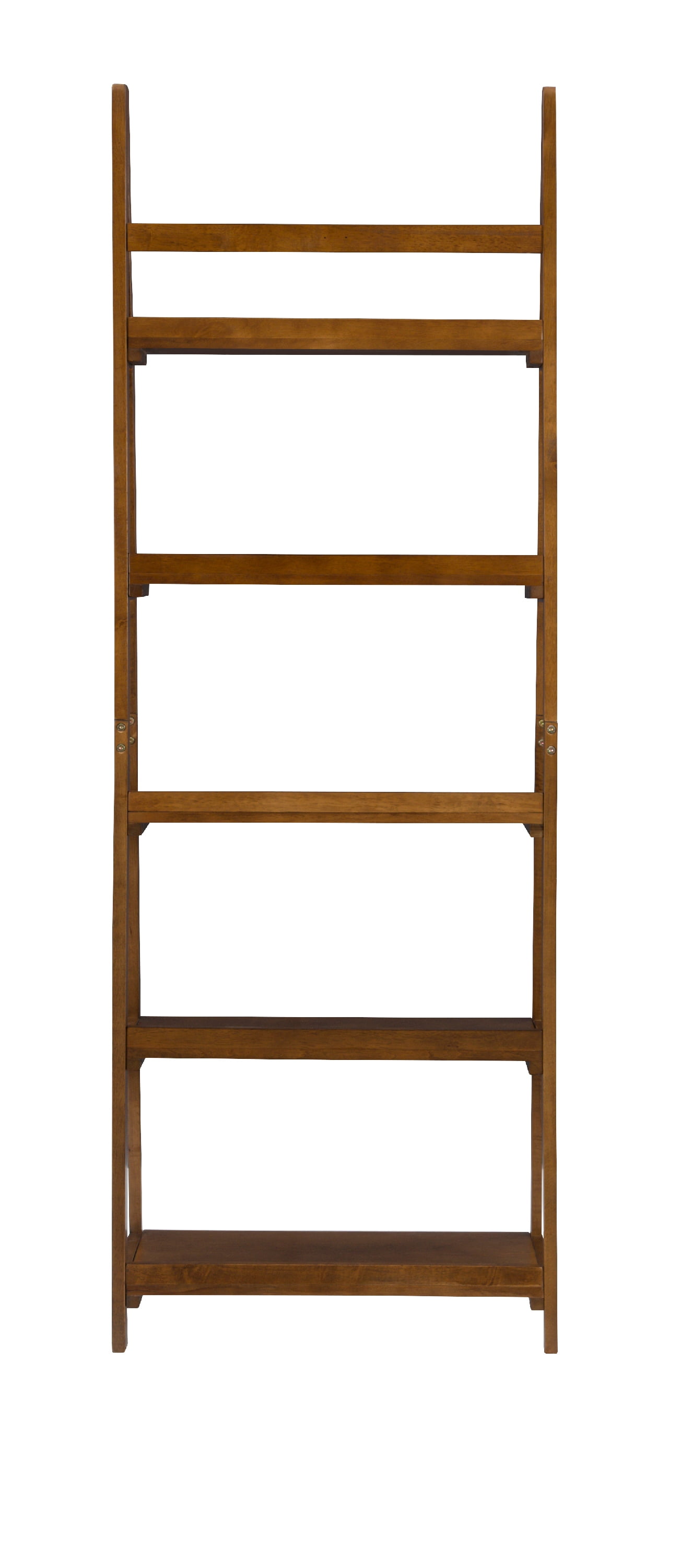Linon Ashville 5-Shelf Ladder Bookcase, Walnut