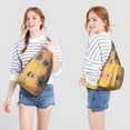 thumbnail image 2 of Exotic Floral Sling Backpack – Palm Leaf & Tropical Flowers Pattern, Durable Anti-Theft Pack for Students, 2 of 4