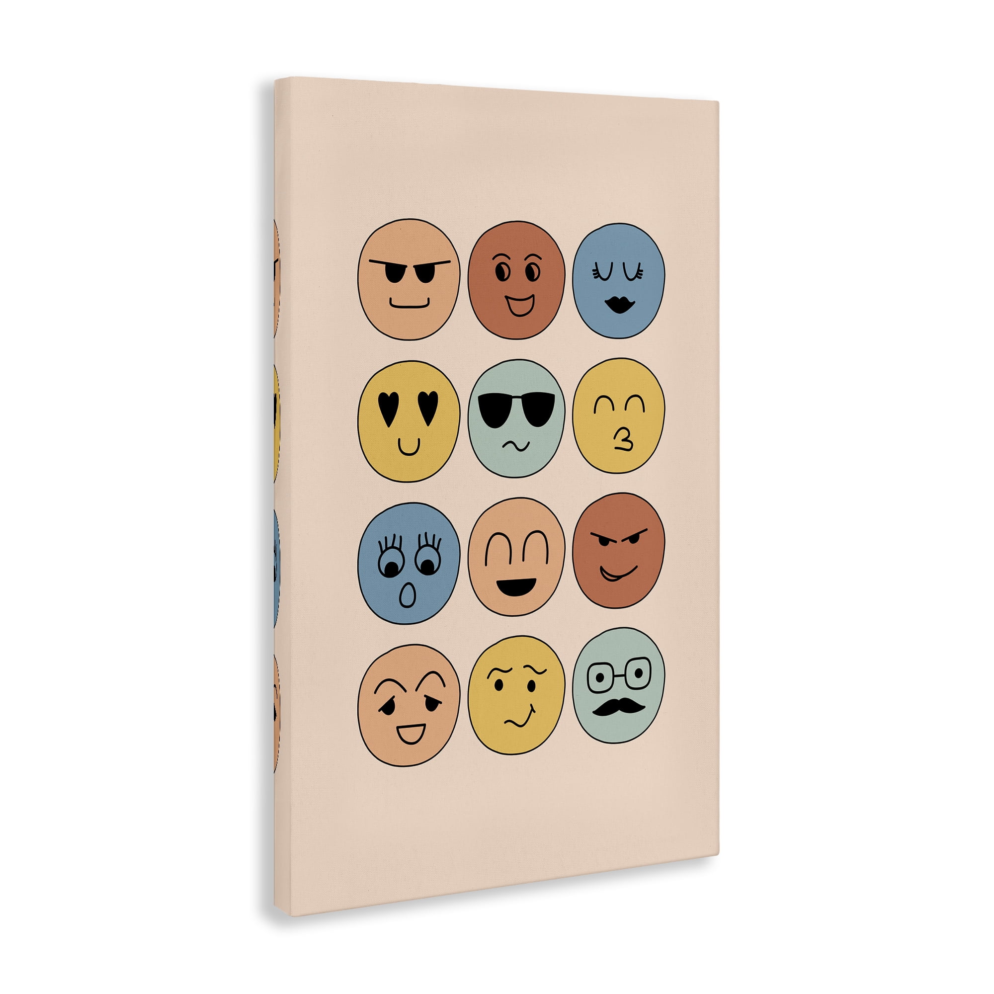 Stupell Industries Varied Expressive Faces Novelty & Humor Painting Wrapped Canvas Art Print Wall Art, 16 x 24