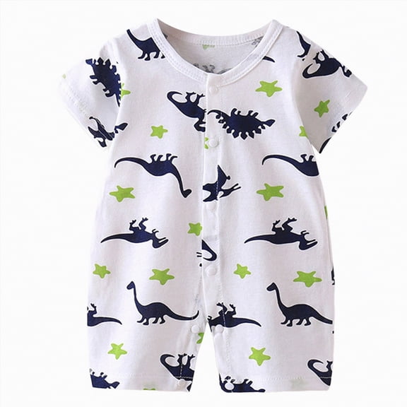 kpoplk Newborn Baby Boy Girl Romper Short Sleeve Summer Embroidery Cotton Jumpsuit Soft Skin-Friendly Infant Onesie 6-24 Months Size 18-24 Months,Green