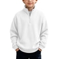 thumbnail image 2 of Bixock Toddler Boys Half Zip Sweatshirts Long Sleeve Tops Crew Neck Pullover Top Solid Color Casual Sweatshirt Warm Soft Breathable Daily Wear Boys Clothings, 2 of 7
