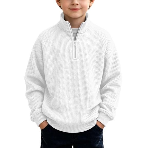 Boys Stand Collar Sweatshirts Classic Solid Color Tops Comfy Fashion Lightweight Casual Zip up Gym Sports Pullover Tops