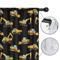 thumbnail image 4 of Blackout Kids Curtains,Cartoon Construction Vehicles Trucks Black Pattern Childrens Insulated Curtains Set Of 2,Bedroom Essentials,Toddler Room Decor 52"x84", 4 of 5