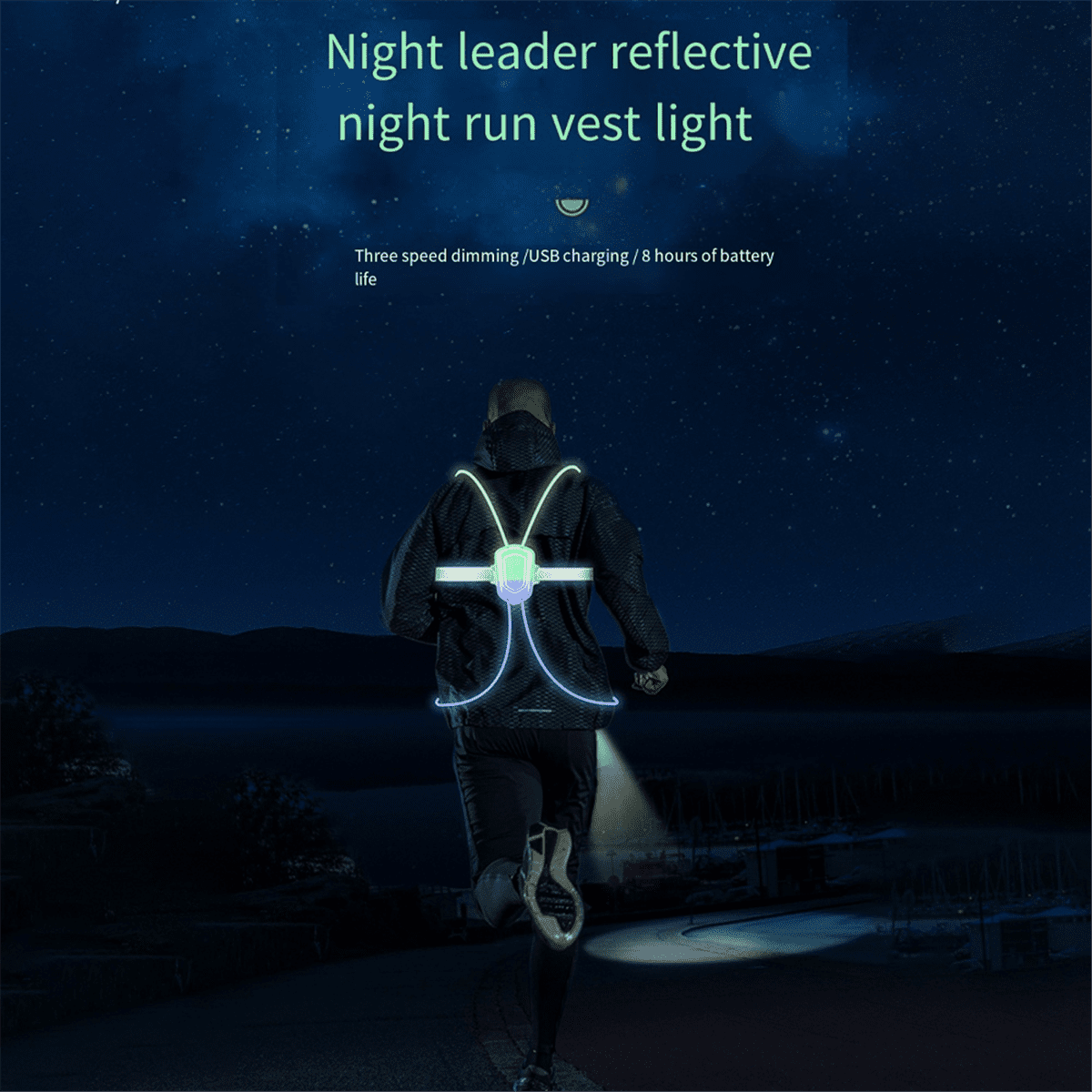Night Outdoor Sport LED Vest 360° Reflective High Visibility Flash Safety LED Fiber Optic Night Running Riding Colorful,1 * Strap-Type Led Running Light 1 * Power Cord