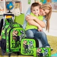 thumbnail image 6 of AGSDON 3PCS Kids Rolling Backpack Boys, Dinosaur School Bookbag with Wheels, Roller Wheeled Backpacks for Toddler Elementary, 6 of 6