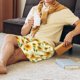 thumbnail image 5 of Balery European-style Pattern Sunflower Pantalones cortos de pijama de punto de algodón para hombre con cinturilla y bolsillos-XX-Large, 5 of 6