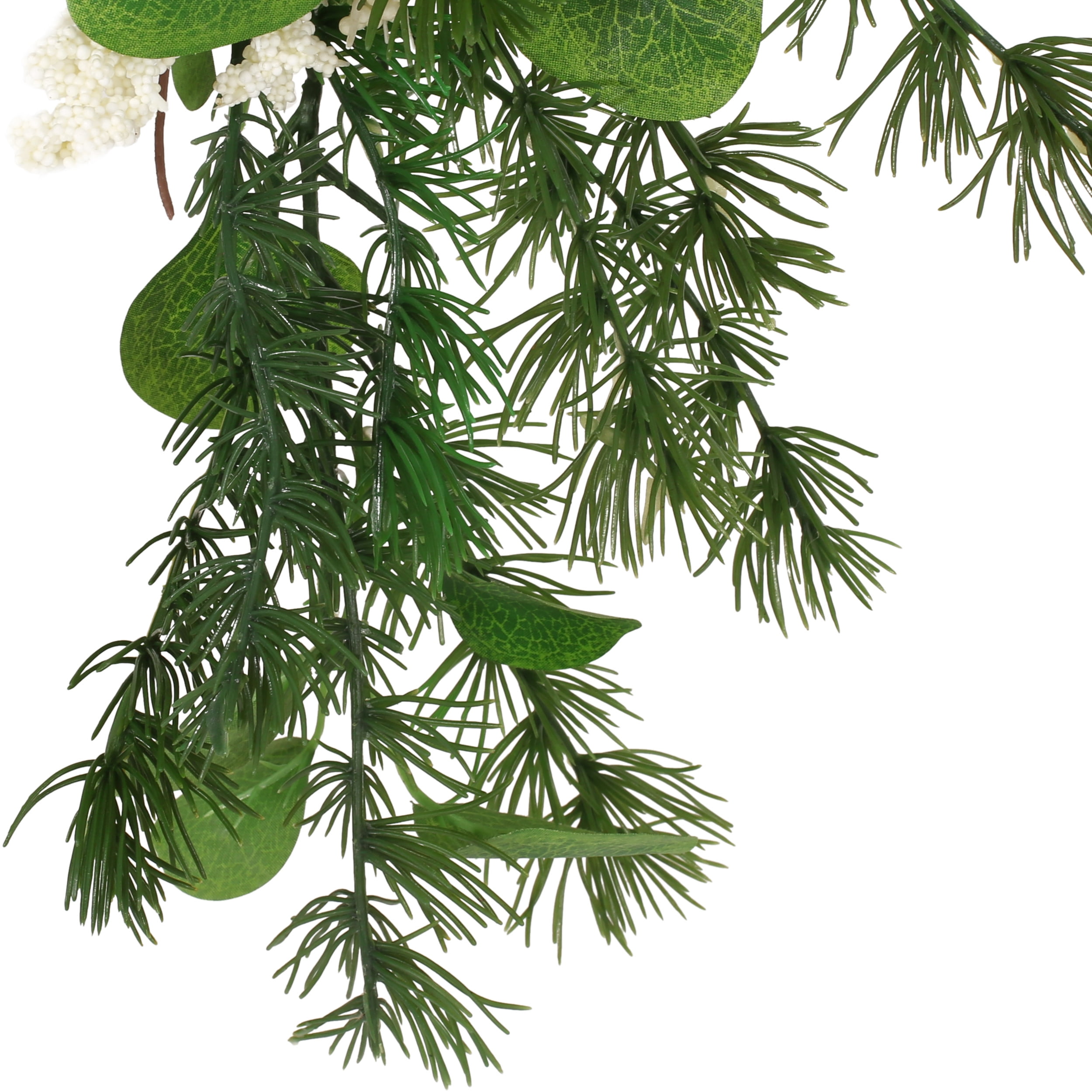 Noble House Nolta Artificial Eucalyptus and Pine Garland with Berries, Green and White, 5 Foot