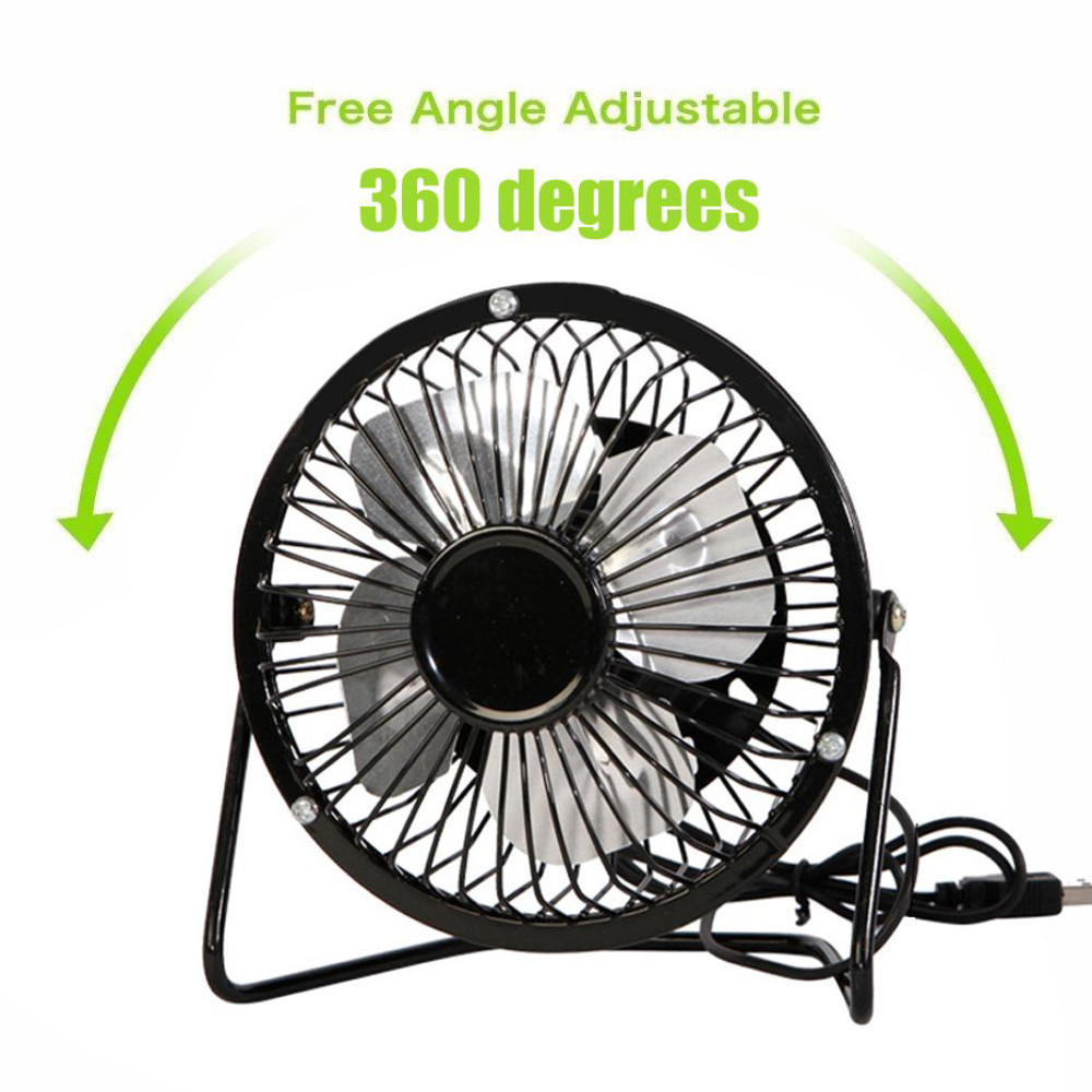 6-inch mini metal fan USB Desk Fan, Small Air Circulator Fan, Electric Table Desktop Fan Rechargeable Portable Fan For Travel for Camping Office Room Outdoor Black