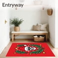 thumbnail image 3 of ODIKA 2'x3' Machine Washable Non-Slip Area Rug, Playful Skull with Santa Hat Surrounded by Twinkling Stars and Holly Leaves High Traffic Rug, Red, 735396, 3 of 7