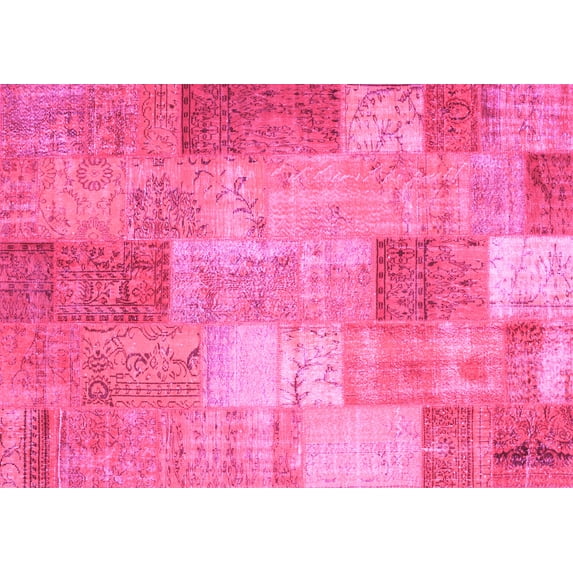 Ahgly Company Indoor Rectangle Patchwork Pink Transitional Area Rugs, 5' x 8'