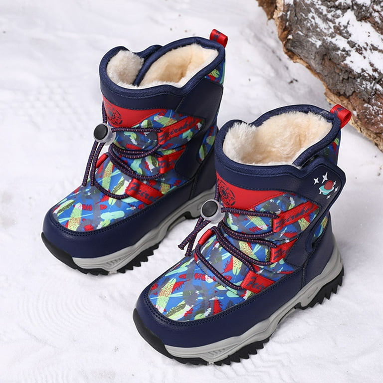 JDEFEG High Boots Size 6 Children Boots Camouflage Snow Boots Girls Boys Outdoor Boots Waterproof Non Slip Warm Boots Cotton Snow Boots Girls Clear