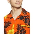 thumbnail image 3 of Stylore Hawaiian Shirt for Men Short-Sleeve Button-Down Shadow Hibiscus Orange Black 3XL, 3 of 6