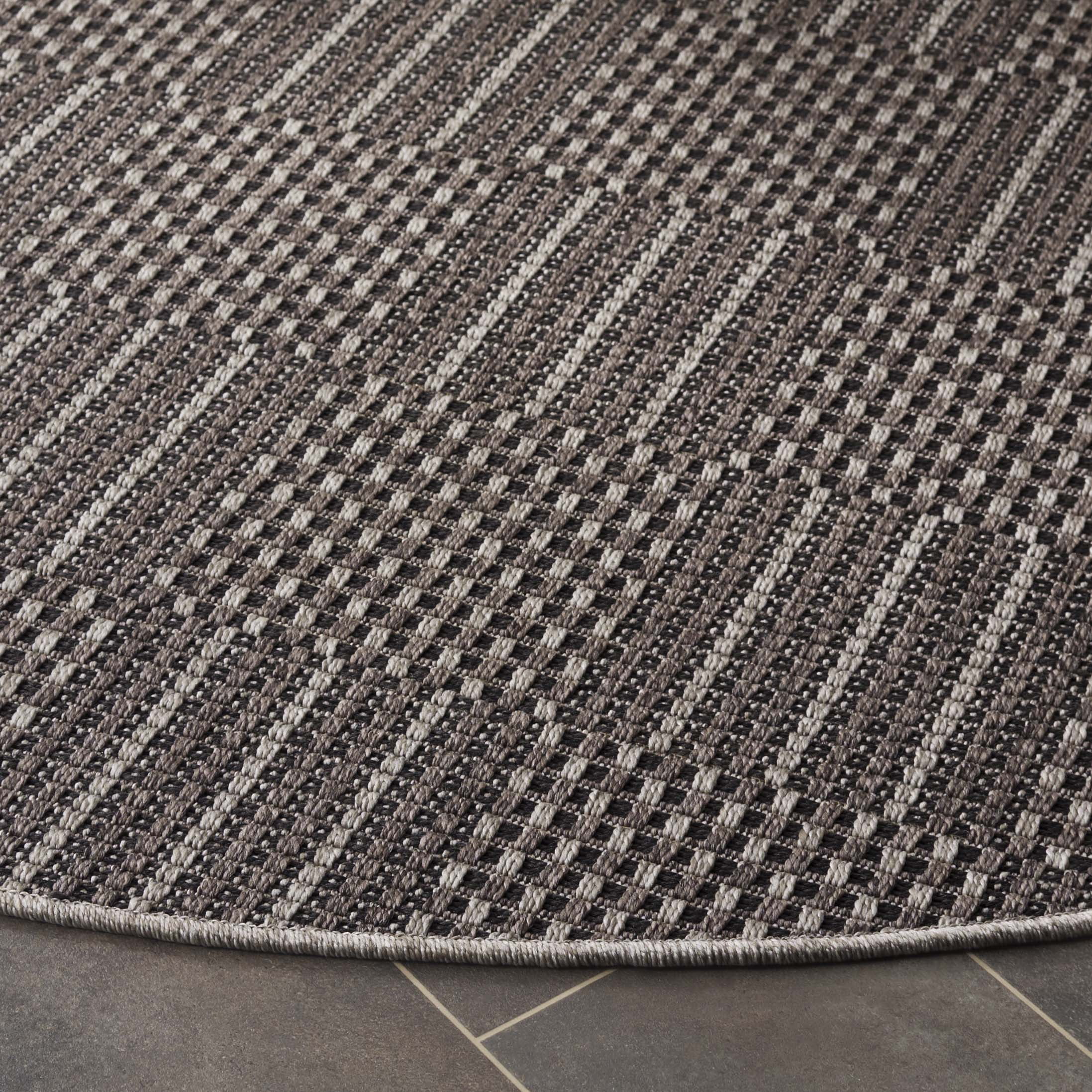 SAFAVIEH Sisal All-Weather Austen Geometric Indoor/Outdoor Area Rug, Black/Grey, 6'7" x 6'7" Round