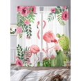 thumbnail image 2 of Summer Pink Flamingos Sheer Curtains 96 Inch Length 2 Panels Set, Tropical Floral Leaves Cactus Voile Window Treatment Semi Sheer Long Curtains Drapes for Bedroom/Living Room/Kitchen 52"x96"x2, 2 of 7