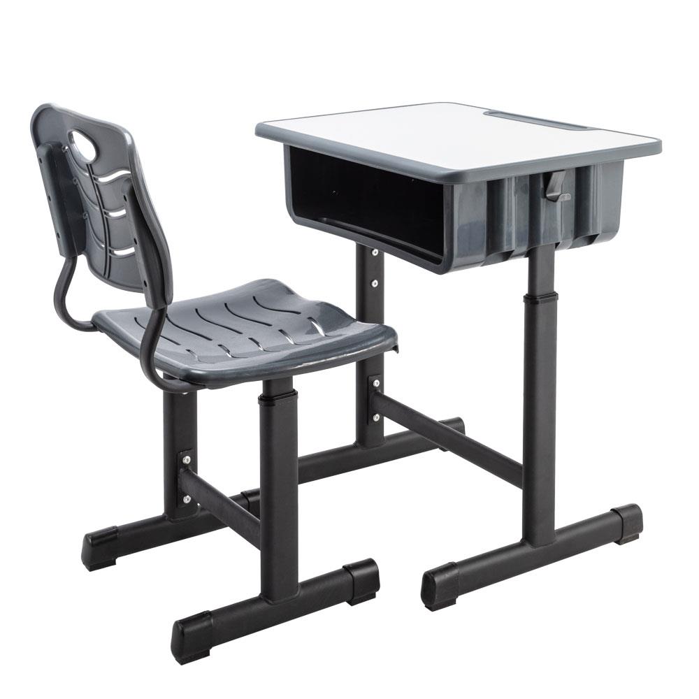 Durable Student Home Study Desk and Chair Set (Black) systematiw Kids Desk and Chair Set Height Adjustable Childrens Study Table Storage with Pencil Slot and Handy Hook