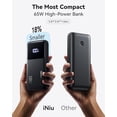 thumbnail image 3 of INIU Power Bank, 20000mAh 65W USB C Laptop Portable Charger, PD QC Fast Charging 3-Output External Battery Pack for Laptop MacBook Dell XPS iPad Tablet Steam Deck iPhone 16 15 14 Pro Samsung S22 etc, 3 of 5