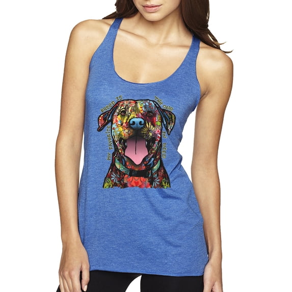 My Favorite Breed is The One In Need | Colorful Labrador Dog | Dean Russo Art Animal Lover Tri-Blend Racerback Sleeveless Top, Vintage Royal, XL
