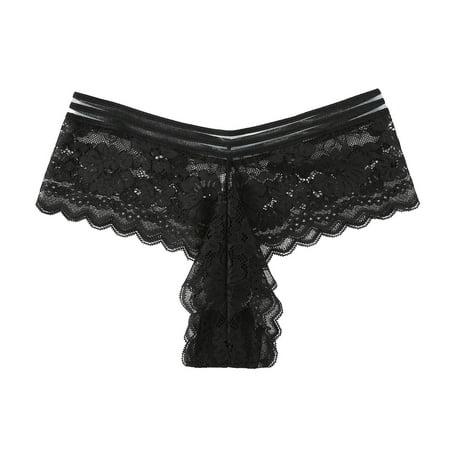 

Aayomet Women s Brief Underwear Women Panties Thong A Set Colors Optiont Lingerie Hollow Flowers Sides Lace Thong Panties Black S