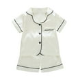 thumbnail image 2 of lkfuzj Girls Boy Casual 2 Piece Clothes Outfits Short Sleeve Turndown Neck T Shirt Solid Shorts Set Summer Tops Short Pants Sets For Kids 1 - 5 Years White, 2 of 3