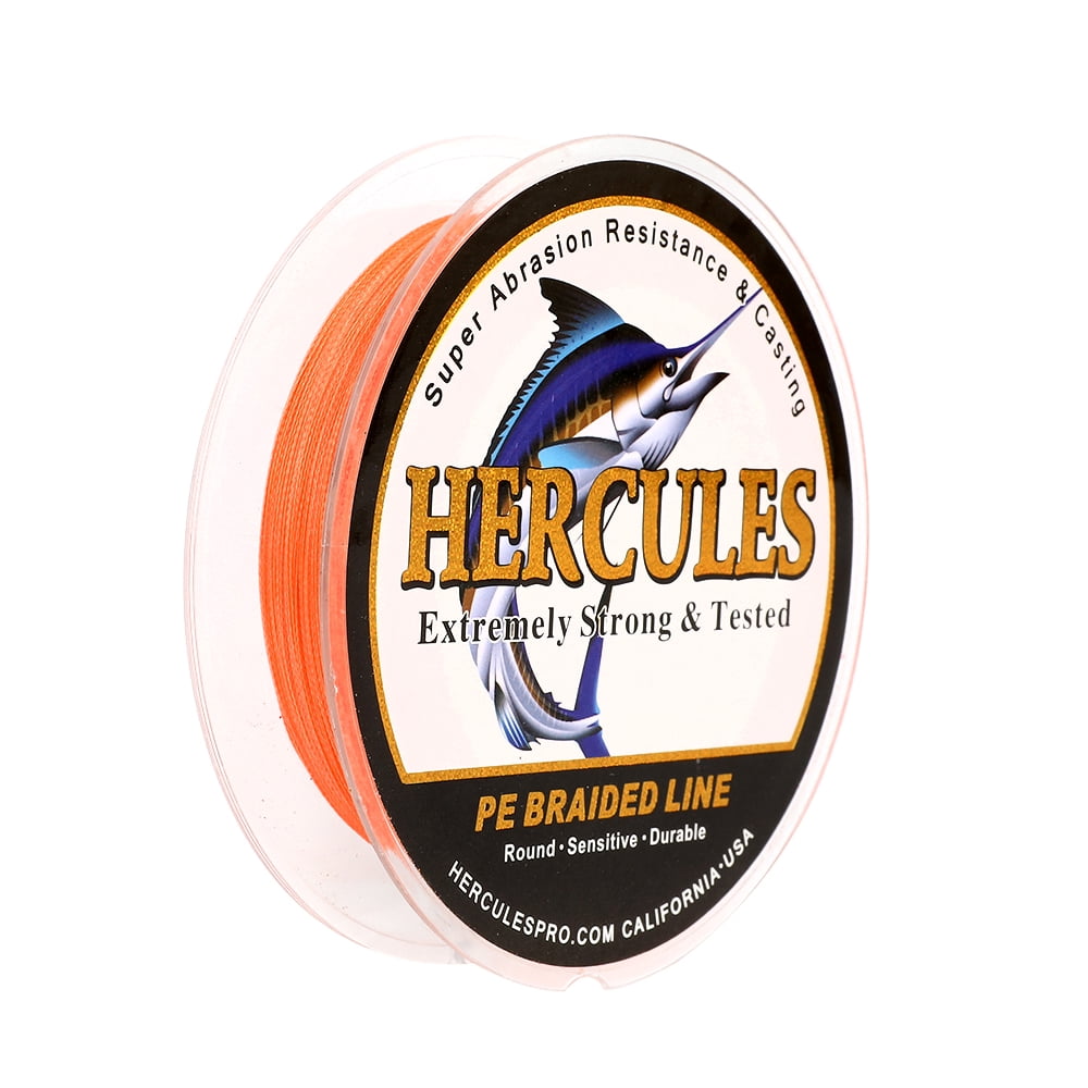 HERCULES Super Strong 1000M 1094 Yards Braided Fishing Line 8 LB Test for Saltwater Freshwater PE Braid Fish Lines 4 Strands - Orange, 8LB (3.6KG), 0.10MM