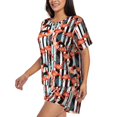 thumbnail image 2 of Fuzoiu Cool Flamingo Print Women's Short-Sleeved Pajama Set,Lounge Sleepwear Set,Womens Pajama Sets 2 Piece,Button-Up Top and Shorts with Pockets-XX-Large, 2 of 7