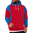 thumbnail image 3 of Men's Casual Sport Color Block Hooded Pullover Long Sleeve Hoodie for Winter Athletic Wear,Blue,L, 3 of 6