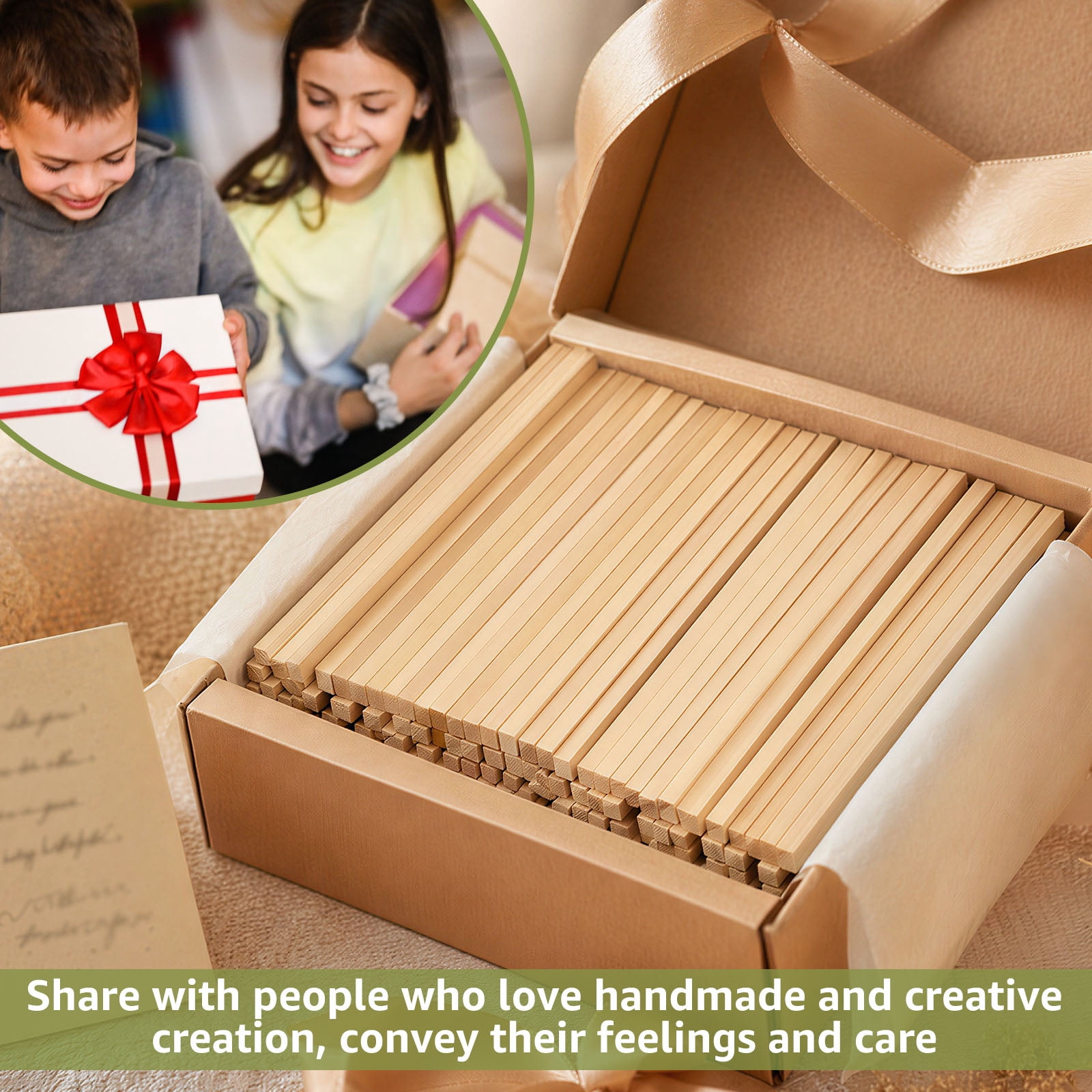 100Pcs Balsa Wood Sticks 0.2inch Square Wood Dowel Rods Unfinished Craft Sticks for Craft DIY Supplies Arts and DIYers