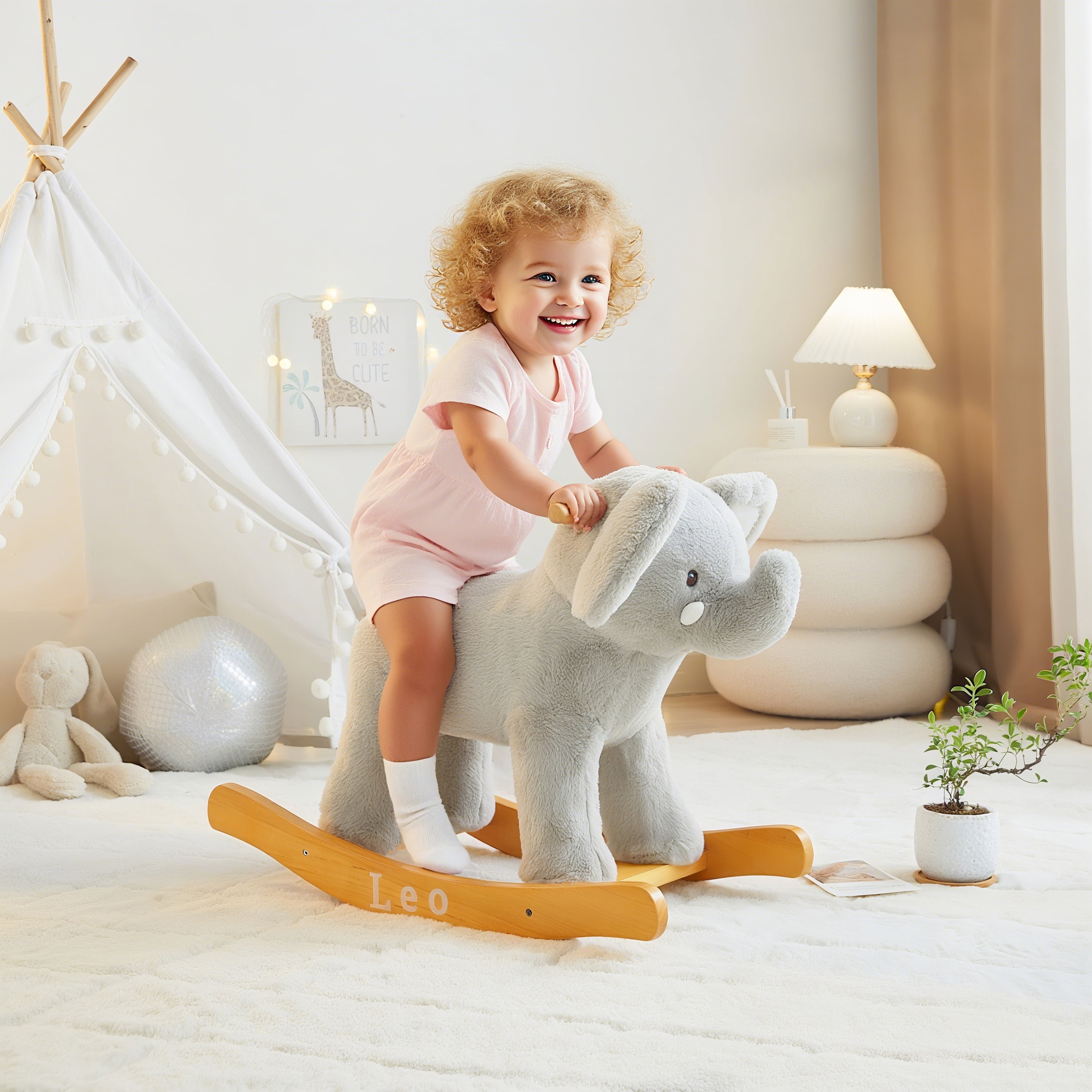 Little Nest Toddler Elephant Plush Rocker Chair