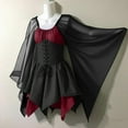 thumbnail image 2 of Enjoytime Halloween Costumes Waistband Batwing Long Sleeve Black Mini Dress with Bandage Vintage Medieval Dress for Women Goth Plus Size Dresses Wine XXXXL, 2 of 8