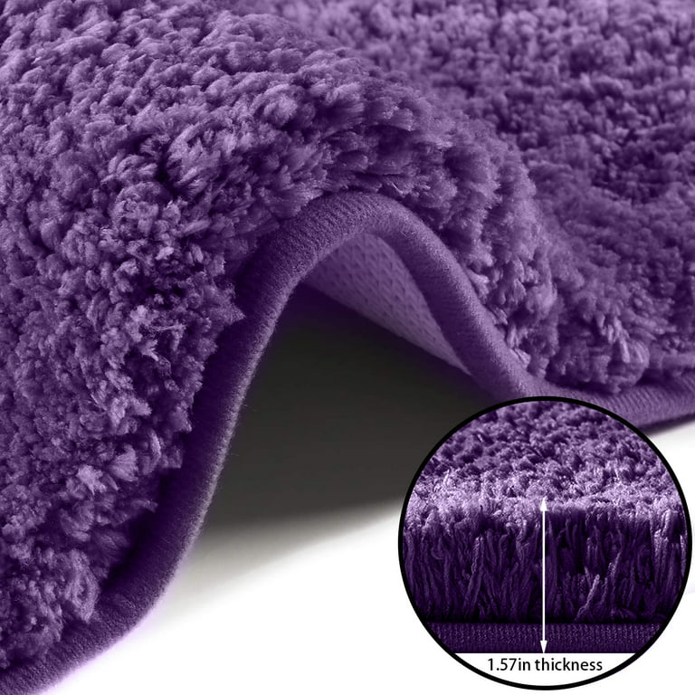 Civkor Bathroom Rug Runner Long Bath Mat for Bathtub Light Purple,Chenille Bathroom Rug Large 47x20 Non Slip Backing Extra Soft