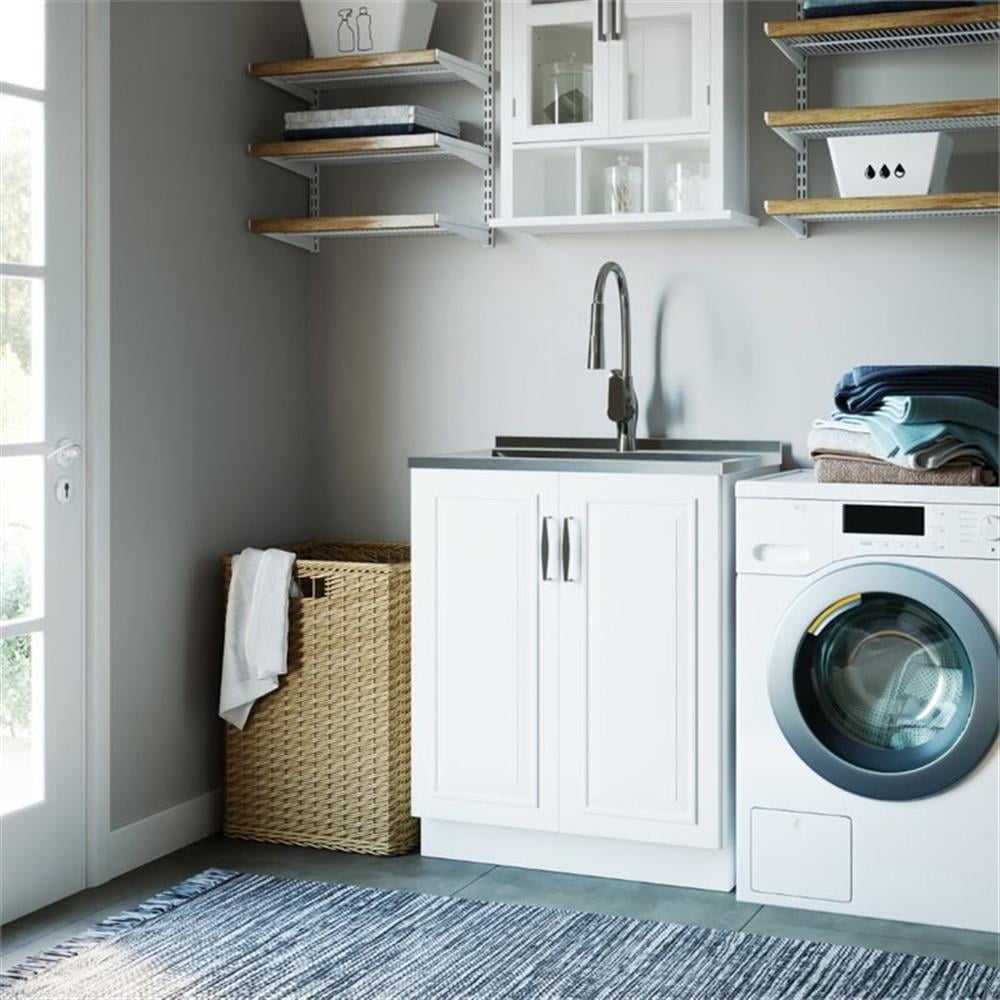 Bowery Hill 28"W Laundry Cabinet with Pull-out Faucet and Stainless Steel Sink