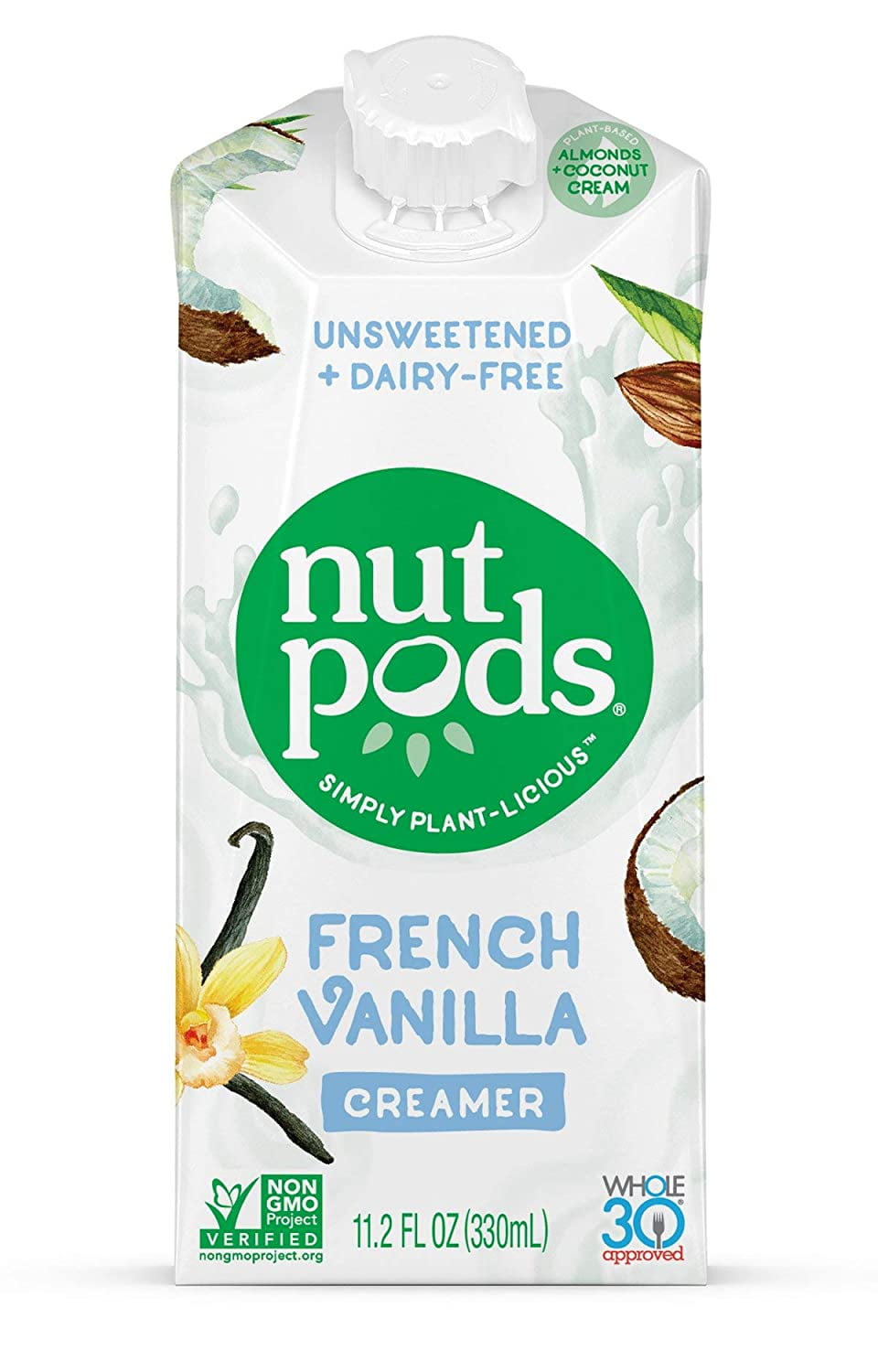 nutpods DairyFree Creamer Unsweetened (French Vanilla, 12