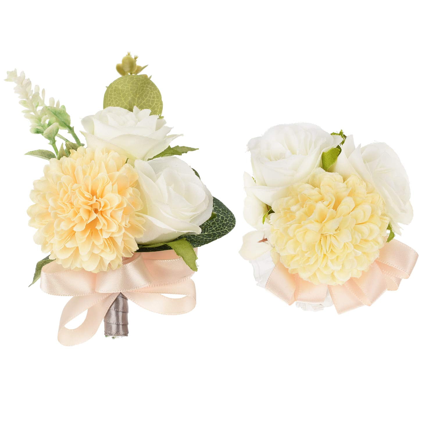 prom FREE SHIPPING White and Metallic Gold Rose Wedding Boutonnieres 