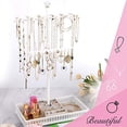 thumbnail image 3 of Meangood Jewelry Tree Stand Organizer 3in1 Necklace Organizer Display Bracelet Earrings and Ring Tray Jewelry Holder Hanger Metal（White）, 3 of 7