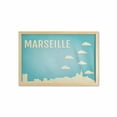 thumbnail image 1 of France Wall Art with Frame, City Landscape of Marseille with Building Silhouettes and Clouds, Printed Fabric Poster for Bathroom Living Room, 35" x 23", Dark Seafoam and Eggshell, by Ambesonne, 1 of 2