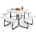 thumbnail image 1 of Costway Outdoor 8-person Square Picnic Table Bench Set with 4 Benches & Umbrella Hole White, 1 of 10