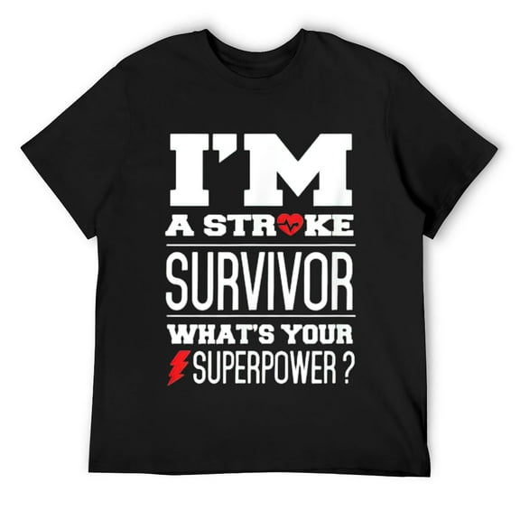 Mens I'm A Stroke Survivor What's Your Superpower? T-Shirt Black